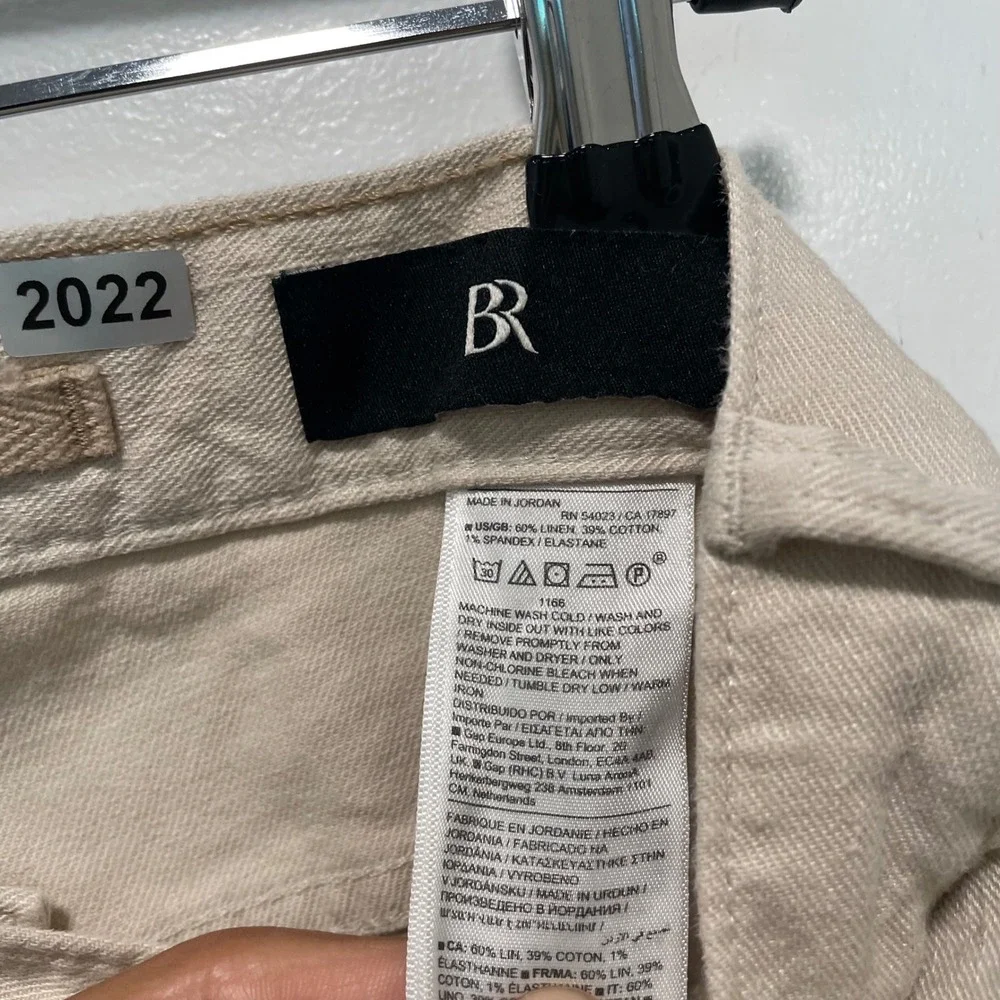 Banana Republic Mens Oatmeal Beige Linen Blend Slim Straight Pants 30x29